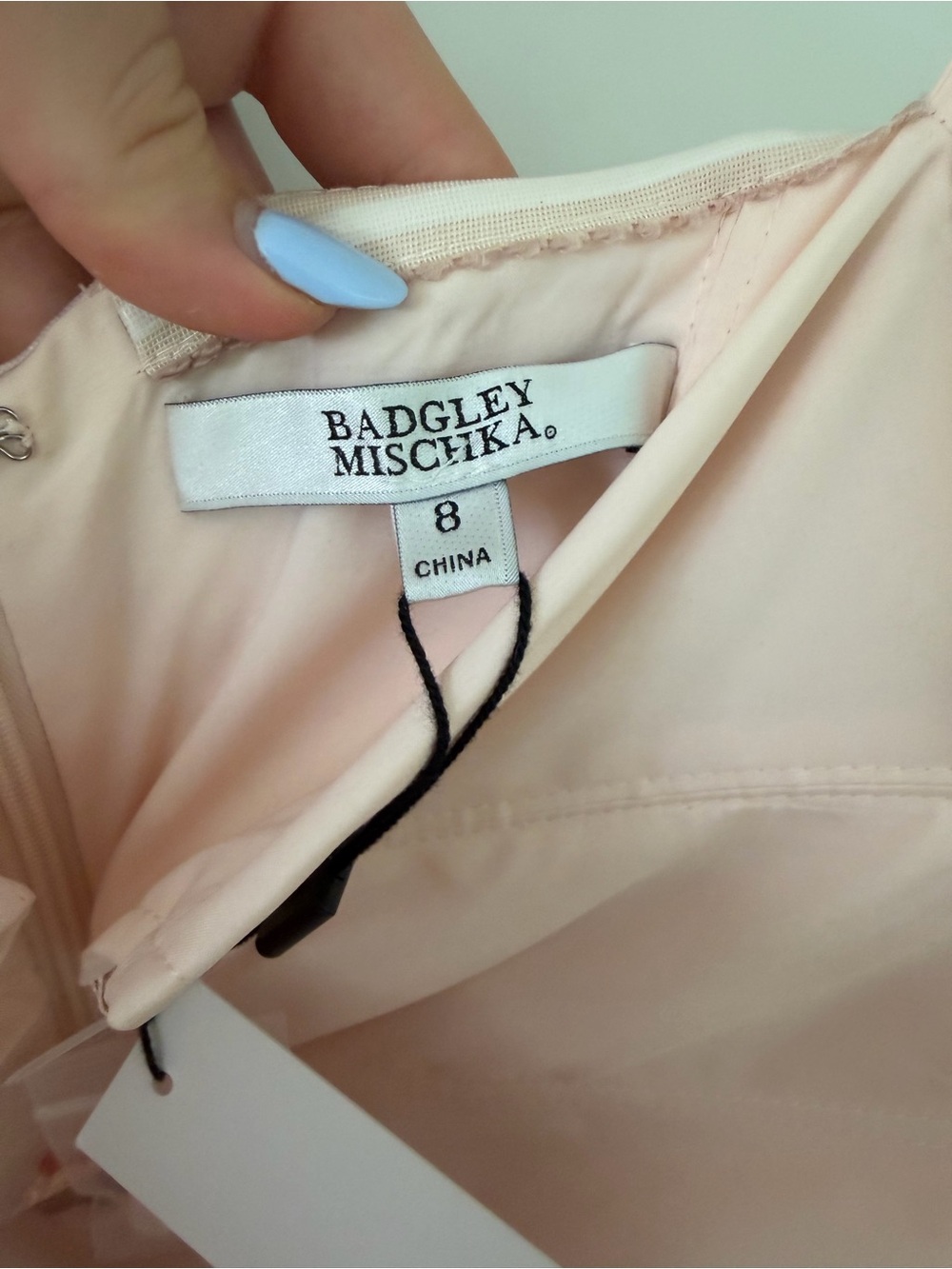 Badgley Mischka Blush Feather-Trim Strapless Maxi Gown - Picture 6 of 8